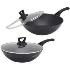 EB-14101 Сковорода Вок зі скляною кришкою 3,3л 28см EB-14101 Сковорода Вок зі скляною кришкою 3,3л 28см