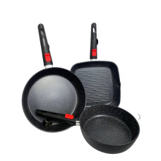 EB-14515 Набір сковорідок Edenberg 3 предмети з мармуровим покриттям та знімними ручками 24/28/28см EB-14515 Набір сковорідок Edenberg 3 предмети з мармуровим покриттям та знімними ручками 24/28/28см