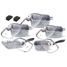 EB-3989 Набір посуду Edenberg квадратна форма гранітне покриття 3 каструлі сковорода та ковш EB-3989 Набір посуду Edenberg квадратна форма гранітне покриття 3 каструлі сковорода та ковш