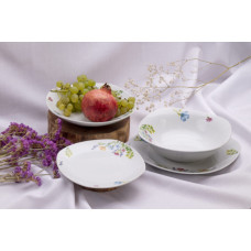 EB-512 Набір порцелянових тарілок 19 предметів, квадратна форма