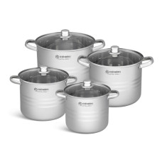 EB-521 Набір каструль Edenberg з нержавіючої сталі 8 предметів 13.5л,11.2л, 9.0л, 7.3л